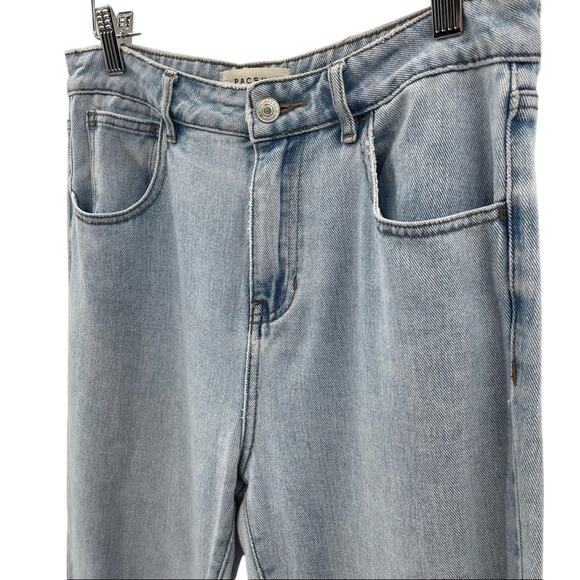 PACSUN Straight Leg Y2K Light Wash High Waisted Boho Relaxed Mom Jeans Size 27 - Picture 3 of 10